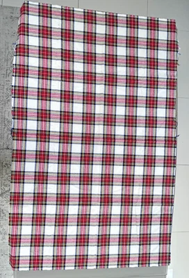 FABRIC Tartan Stewart Dress Modern 153x99cm White Red Christmas Remnants Offcut - Image 1 of 4