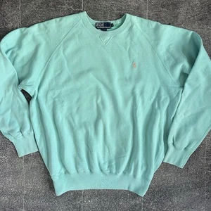 Men's Vintage 90's Polo Ralph Lauren Mint Blue Basic Crewneck Sweatshirt Sz M - Picture 1 of 3