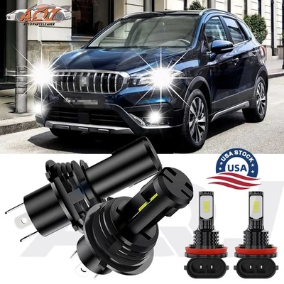 For Suzuki S-Cross 2015-2019 LED Headlight Bulbs H4 Hi/Low Beam+H11 Fog Light - Imagem 1 de 4
