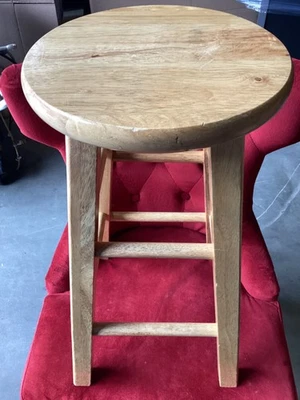 24" Round Solid Wood Counter Stool, Natural Finish - Image 1 of 4