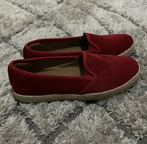 Scarpe basse Clarks donna Azella Theoni taglia 9 espadrillas slip on rosso scamosciato boho