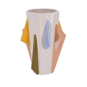 Bunte Keramik Vase Beige Moderner Stil Design 24 cm x Höhe 36 cm - Bild 1 von 5