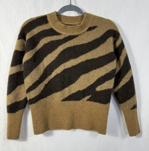Banana Republic Zebra Pullover Damen Gr. XS camel gestreift Alpaka Mischung Rundhals - Bild 1 von 8