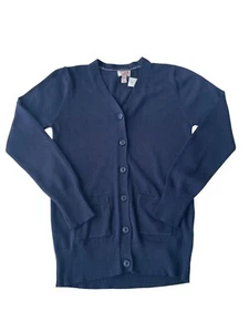 Cat & Jack Girls Cardigan Navy Blue Longer Length Button Closure Pockets L 10-12 - Picture 1 of 3