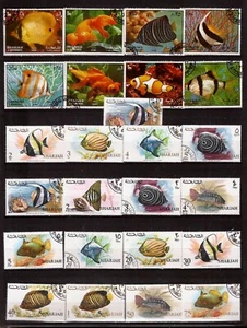 ZY2129 SHARJAH 25 timbres oblitérés:poissons tropicaux d'aquariums - Photo 1/1
