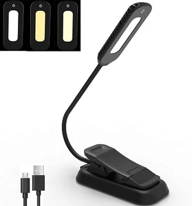 Flexible Rechargeable LED Book Light With 3 Light Modes Easy Clip Reading Lamp - Picture 1 of 12
