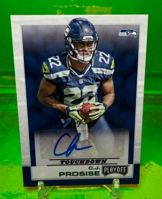 #1/1 2016 rc auto CJ Prosise Panini Playoff Touchdown RB SEAHAWKS One of One - Image 1 of 2