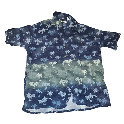 Moda Campia Moda Mens Short Sleeve Button Down Hawaiian Shirt Size Med. Striped - Image 1 of 4