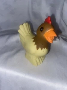 Rubber Animal Chicken Hen Squeeze Figure 4 Bath Toy Farm Cake Topper Toy - Picture 1 of 5