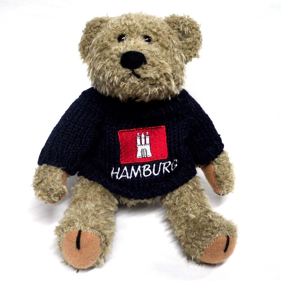 MENK SOUVENIRS Hamburg-Teddy mit blauem Pullover, ca. 26 cm, Hamburg-Souvenir