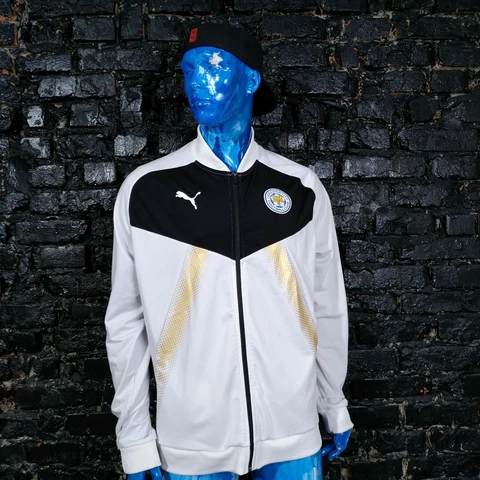 Leicester City The Foxes Training Jacket With Zipped White Black  Mens Size XXL Cover