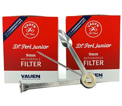 raupir Set 2 x 40 Filter Vauen Dr.Perl Junior Pfeifenbesteck Pfeifenstopfer - Bild 1 von 4