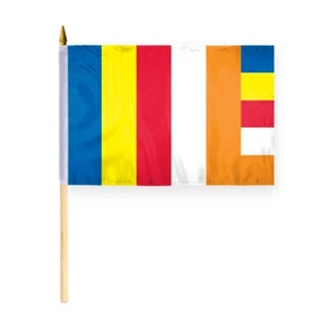 12"x18" Buddhist Buddhism Peace Religious Stick Flags,10 Pack - Picture 1 of 1