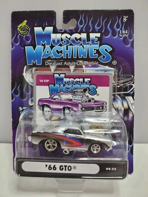 Muscle Machines 1966 GTO Silver Diecast escala 1:64 Foto 1 de 4