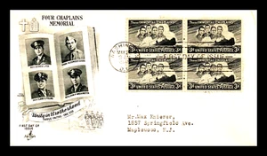956 3c Stamp (1948) THE BENEVOLENT FOUR CHAPLAINS FDC - ART CRAFT - BLOCK - Picture 1 of 1