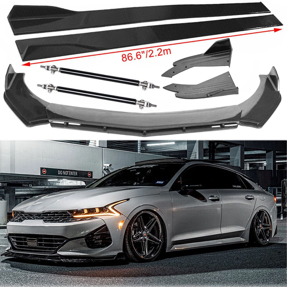 Carbon Fiber Front Bumper Lip Side Skirt/ Strut Rods For KIA K5 Foto 1 de 4