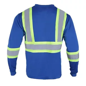 VENDACE Men's High Vis Safety Work T Shirt ANSI Class 2 Reflective Long Sleeve - Picture 1 of 8