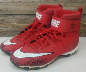 NIKE Red Leather High Top Athletic Football Shoes Size 6Y 880133-610...