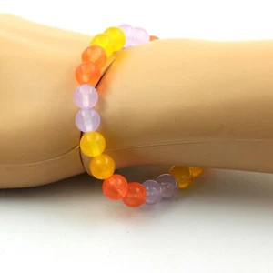 Armband Perlen Calcedon Orange + Calcedon Lavendel + Gelber Achat - Bild 1 von 7