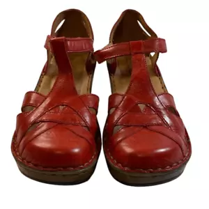 Nuevo con etiquetas Zapatos Josef Seibel Para Mujer Cuero Rojo Punta Cerrada Correa Ajustable - Talla 6.5 - Imagen 1 de 10