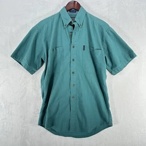 Vintage Chaps Ralph Lauren Shirt Men S Blue Green Linen Cotton Button 90s Retro - Picture 1 of 11