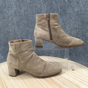 Via Spiga Boots Womens 7.5 M Casual Side Zip Heels Ankle Bootie Brown Suede - Picture 1 of 16
