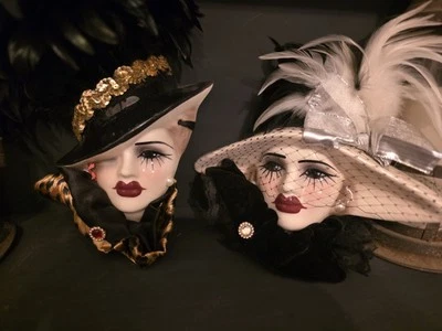 Máscara facial de cerámica para dama Creations única decoración de pared hecha en América Foto 1 de 4