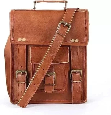 Eco leather  Goat Italian Bag Men's Genuine Vintage Brown Real Laptop New - Image 1 of 4
