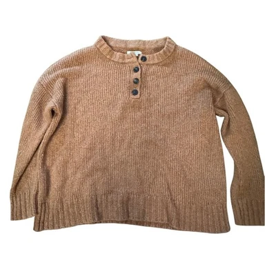 American Eagle Womens L Brown Knit Henley Button Up Long Sleeve Sweater - Image 1 of 4