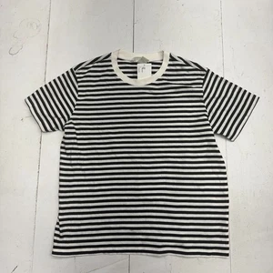 H&M Black White Striped Basic Casual Short Sleeve T Shirt Mens Size Medium NEW - Picture 1 of 6