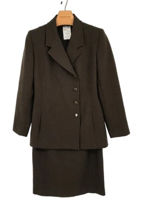 Harve Benard Women's Wool Skirt Suit Set Brown blazer jacket Size 10  40M - Image 1 of 4