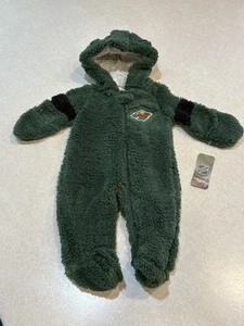 NHL Newborn Green Minnesota Wild Fleece Wimpeltasche Einteiler Kapuze 3-6 Monate Neu - Bild 1 von 6