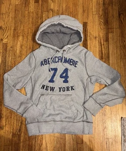 Abercrombie & Fitch Vintage Muscle Fit Logo Hoodie Gray Men’s Medium Sweatshirt - Picture 1 of 5
