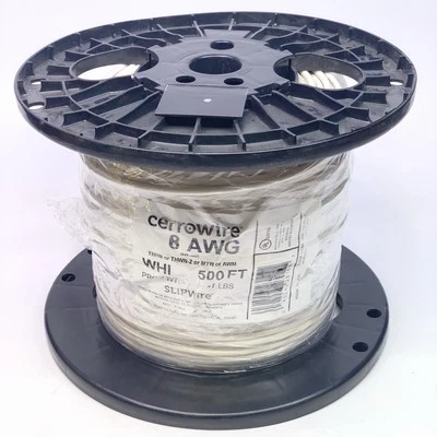 Cerro 500-ft Roll, 8-AWG, White Stranded Copper Wire THHN THWN-2 or MTW or AWM