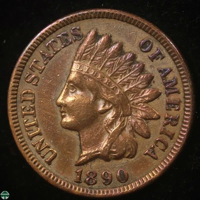 1890 Indian Head Small Cent - AU Details: Cleaned - Image 1 of 2