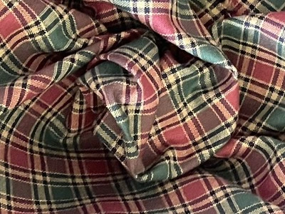 10 Yards Vintage Mission Valley Textiles Cotton Plaid Fabric Maroon Green USA - Image 1 of 4
