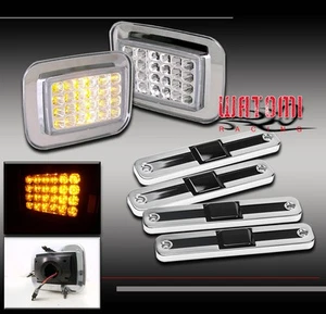 03-09 HUMMER H2 LED CORNER LIGHT+SIDE MARKER COVER CHROME SIGNAL PARKING SUV SUT - Picture 1 of 1