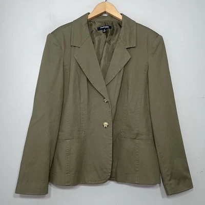 Chaqueta Chadwicks Mujer Talla 18 Verde Oliva Sarga Dos Botones Blazer Ejército Utilidad Foto 1 de 4