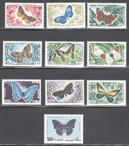 Lebanon Liban Mint NH Sc# C427/C435 SG# 873/882 airmail butterflies set 1965 - Picture 1 of 2