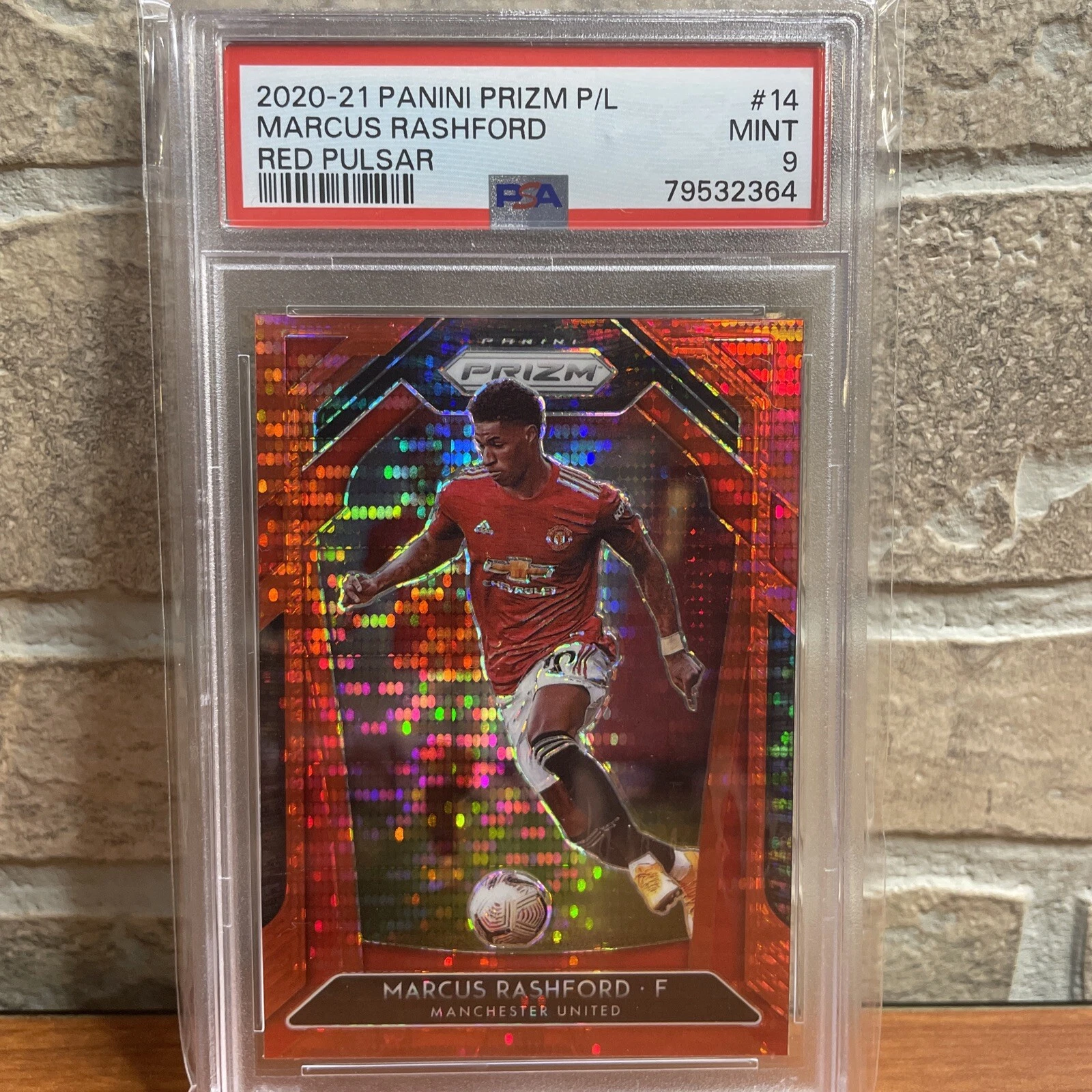 2020 Prizm Premier League #14 Red Pulsar Marcus Rashford PSA9 Manchester United