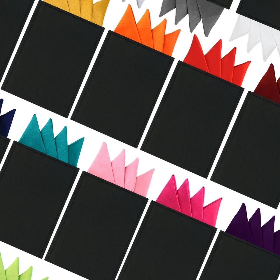 Tie Co Men's Triangular Pocket Square Satin Hanky Handkerchief Pre Fold Point - Image 1 of 1