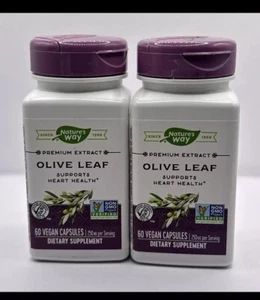 Nature's Way Premium Extract Olive Leaf, 2 Bottles - 120 Vegan Capsules 12/26 - Picture 1 of 4