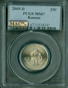 2005 D KANSAS STATE QUARTER PCGS MS67 PG MAC SPOTLESS * - Picture 1 of 4