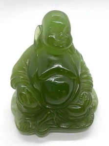Vintage Italian WONY Green Resin Serene Happy Buddha Statue Figurine 3.5” Tall - Picture 1 of 9