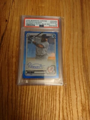 2020 Bowman Chrome Raimfer Salinas BLUE REFRACTOR AUTO PSA 10 RC 127/150 YANKEES - Image 1 of 4