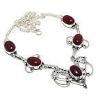 Natural Kashmir Red Ruby Gemstone 925 Sterling Silver Necklace 18" q643