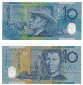 🔴AUSTRALIA 10 Dollars 1993 VF Prefix FE Polymer banknote🔴 - Picture 1 of 1