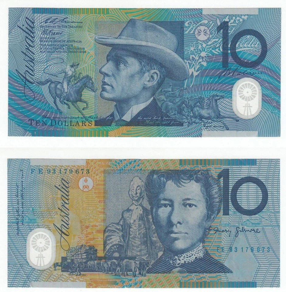🔴AUSTRALIA  10 Dollars 1993 VF  Prefix FE   Polymer banknote🔴 - Image 1 of 1