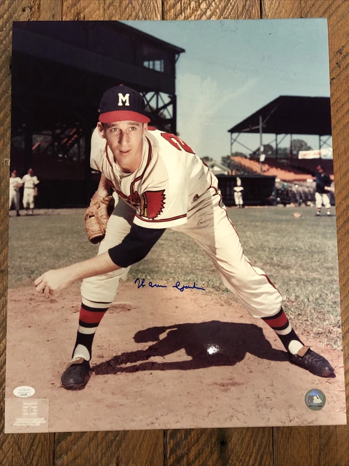 Warren Spahn AUTOGRAPHED SIGNED 16X20 PHOTO Braves JSA Certified! HoF - Image 1 of 4