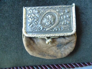 BOLSO PARA MONEDAS de cuero antiguo Seminole OK 1st Natl Bank Nouveau tapa plateada en relieve - Imagen 1 de 6